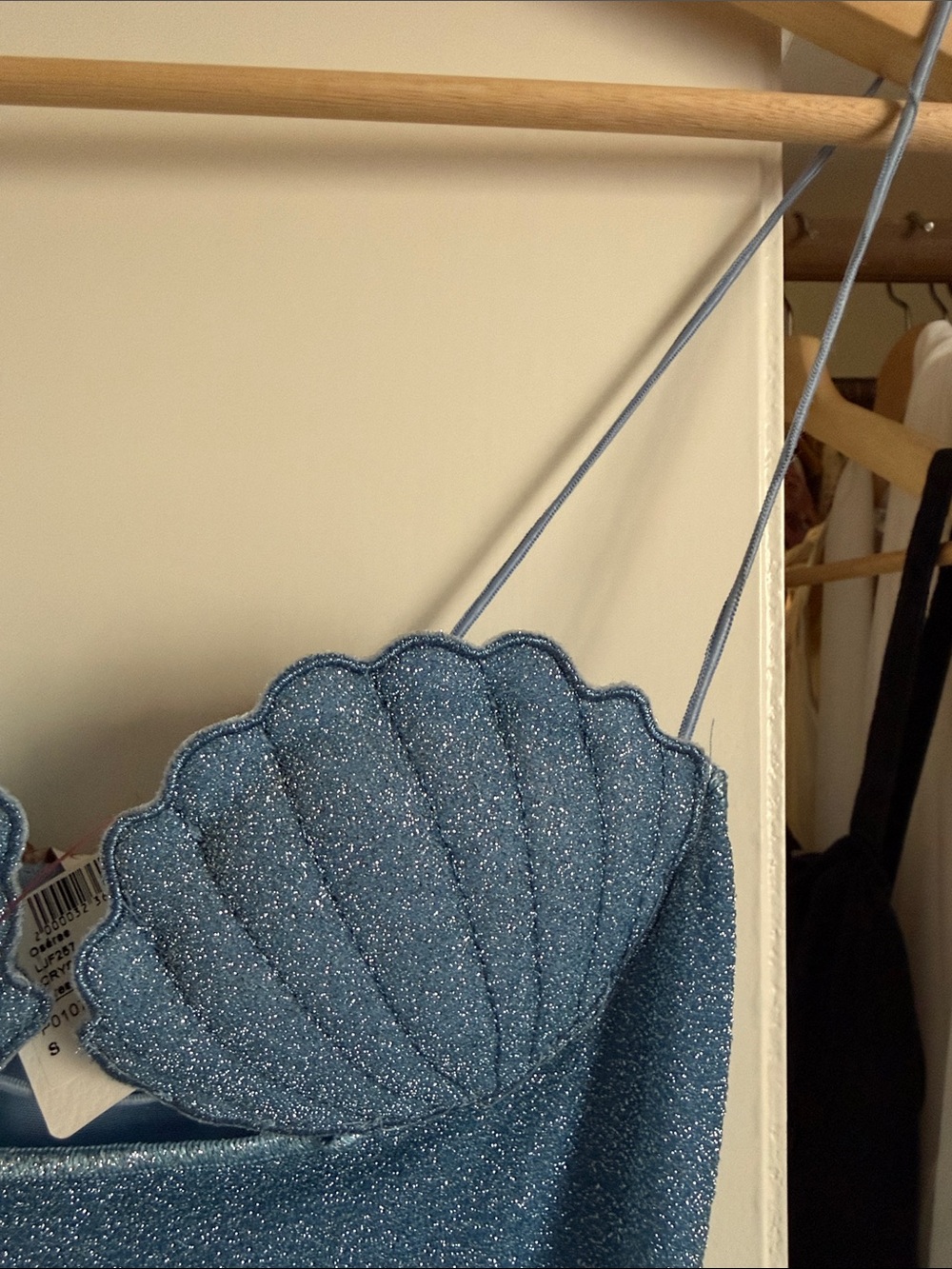 Oseree Blue Sparkle Mini Dress with Light Blue Cups - Picture 5 of 5